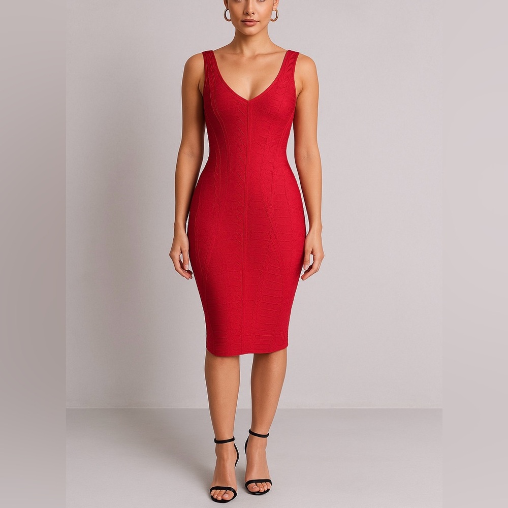 Bebe  Red Midi Dress